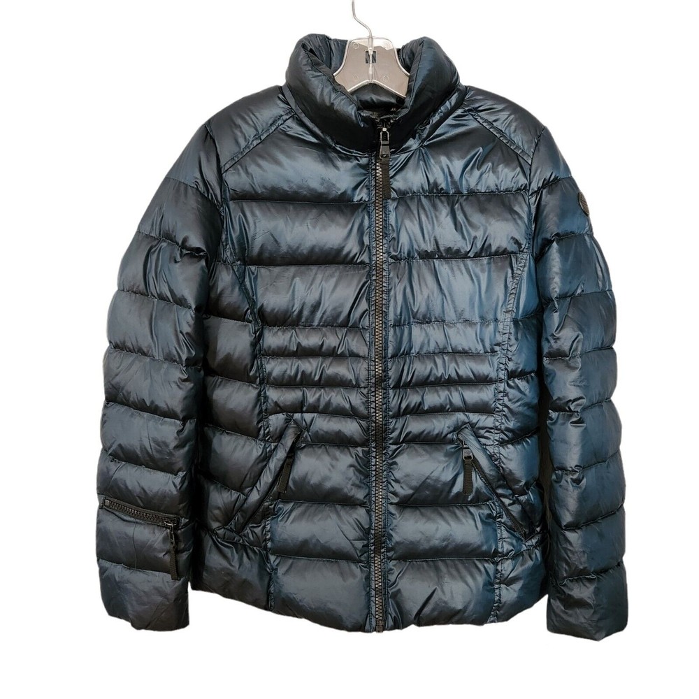 Andrew Marc Green Teal Lightweight Duck Down Puffer Coat Jacket Womens Sz M